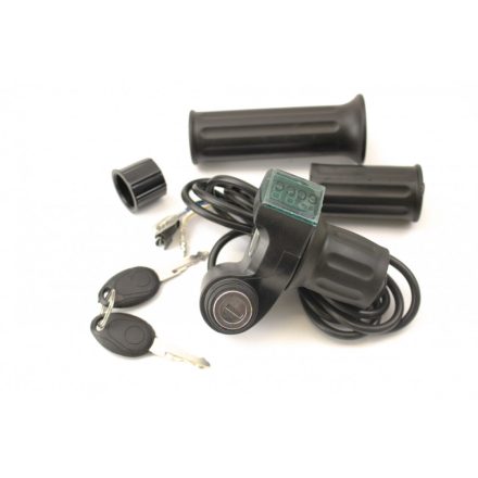 Félmarkolatos gázkar szett feszültségmérővel, kulcsos gyújtáskapcsolóval, markolattal 24V-48V